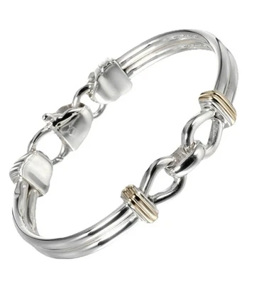Brazalete de doble cable vintage raro Tiffany & Co. de plata de ley y oro de 18 quilates Foto 1 de 4
