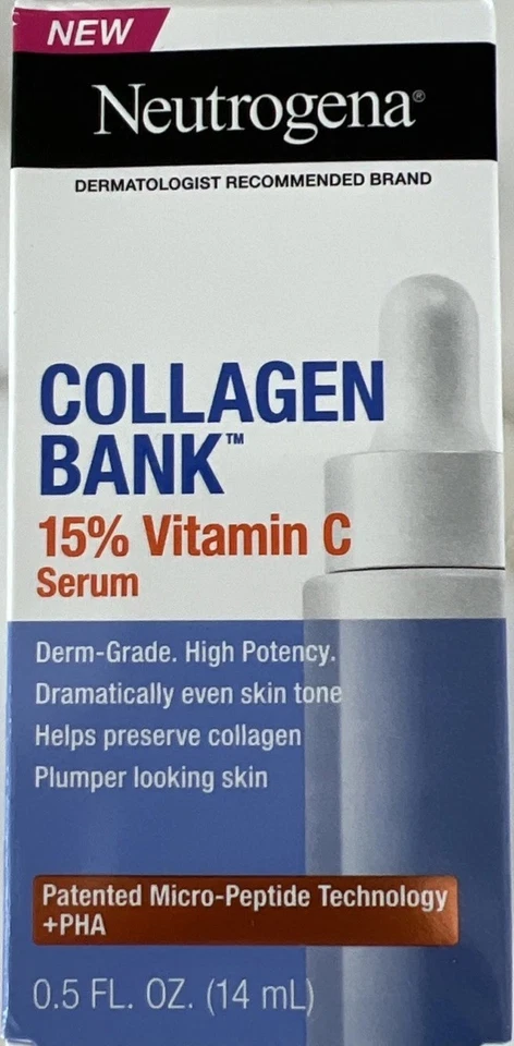 Neutrogena Collagen Bank 15% vitamina C soro 0,5 oz micropeptídeos novo na caixa - Imagem 1 de 1