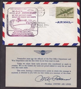 THE 25th ANNIVERSARY COAST-TO-COST AIR ROUTE NO.1 - 1945 - Picture 1 of 1