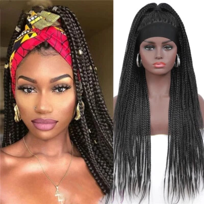 Pelucas largas trenzadas diadema pelucas trenzas sintéticas pelucas para mujeres negras Foto 1 de 4