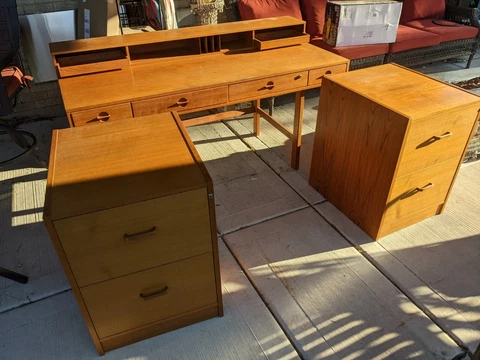1960's Peter Lovig Nielsen Flip Top Teak Desk with matching cabinets Cover