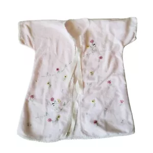 Vintage Baby Girl Sleeping Dressing Long Gown Embroidered Flowers Robe Tie Close - Picture 1 of 10
