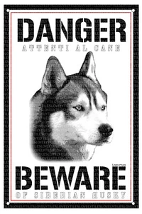 SIBERIAN HUSKY DOG WATCH SIGN BEWARE OF DANGER METAL - Picture 1 of 1