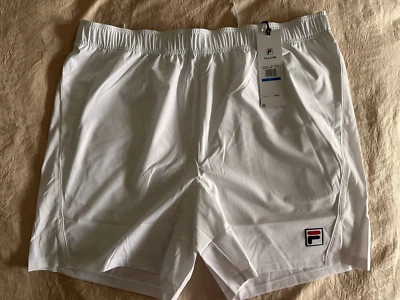 FILA Stretch Woven 7 Inch Mens Tennis Shorts - White (XL) & or  Ebony/WHT (L) - Image 1 of 4