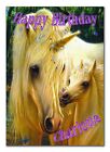 g022; Personalised Birthday card *With Any name and text* Unicorn adult and baby