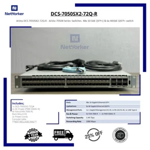 Arista DCS-7050SX2-72Q-R 48 Port 10GB SFP+ 6x 40GB QSFP+ B-F Switch - Picture 1 of 7