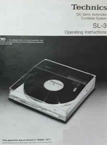 Technics DC Servo Automático Tocadiscos Sistema SL-3 Instrucciones de Funcionamiento MANUAL - Imagen 1 de 1
