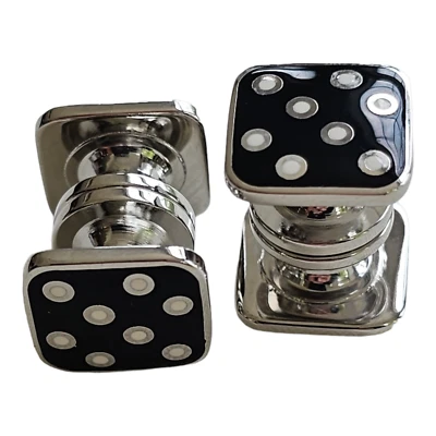 Abotoaduras folheadas a prata manchada "preto e branco" CROMBIE - Fabricadas no Reino Unido - Imagem 1 de 4