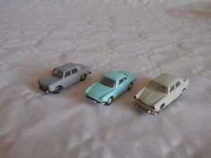 Vintage Norev Micro Miniature series plastic cars Peugeot 404 renault Floride R8 - Picture 1 of 4