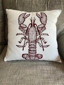 Lobster Pillow (18” X 18”) Red White Pillow VHC Brands - Picture 1 of 9