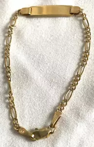 NEW 14K GOLD ITALY FIGARO ID CHILDS 6.25 INCH CHAIN BRACELET - FREE SHIP - Picture 1 of 1