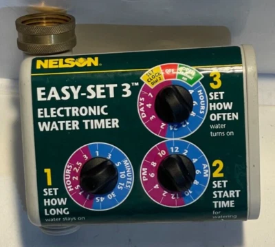 Nelson 5930 - Temporizador de agua electrónico Easy-Set 3 para manguera de jardín Foto 1 de 4
