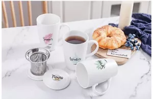 NEU DREITEILIGE PORZELLAN TEETASSE BECHER MIT DECKEL UND SIEB... - Bild 1 von 2