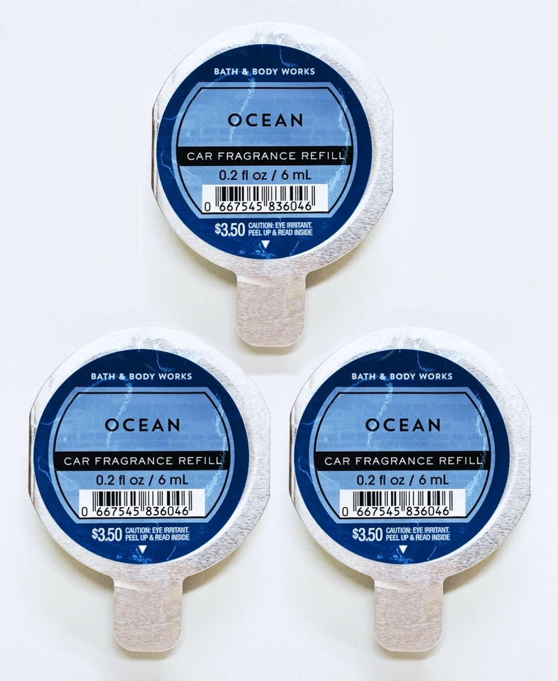 2x Bath & Body Works Ocean Scentportable Fragrance Car Refill Air Freshener Disc