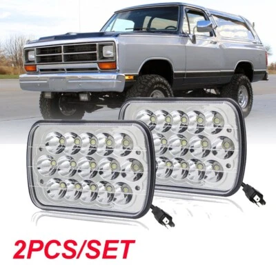 Pair 5x7" 7x6" INCH LED Headlight Hi/Lo Beam For Dodge W250 Ramcharger Ram 50 - Image 1 of 4