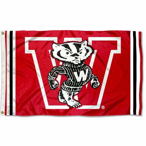 Wisconsin Badgers Vintage Retro Throwback Large Outdoor Flag Cover