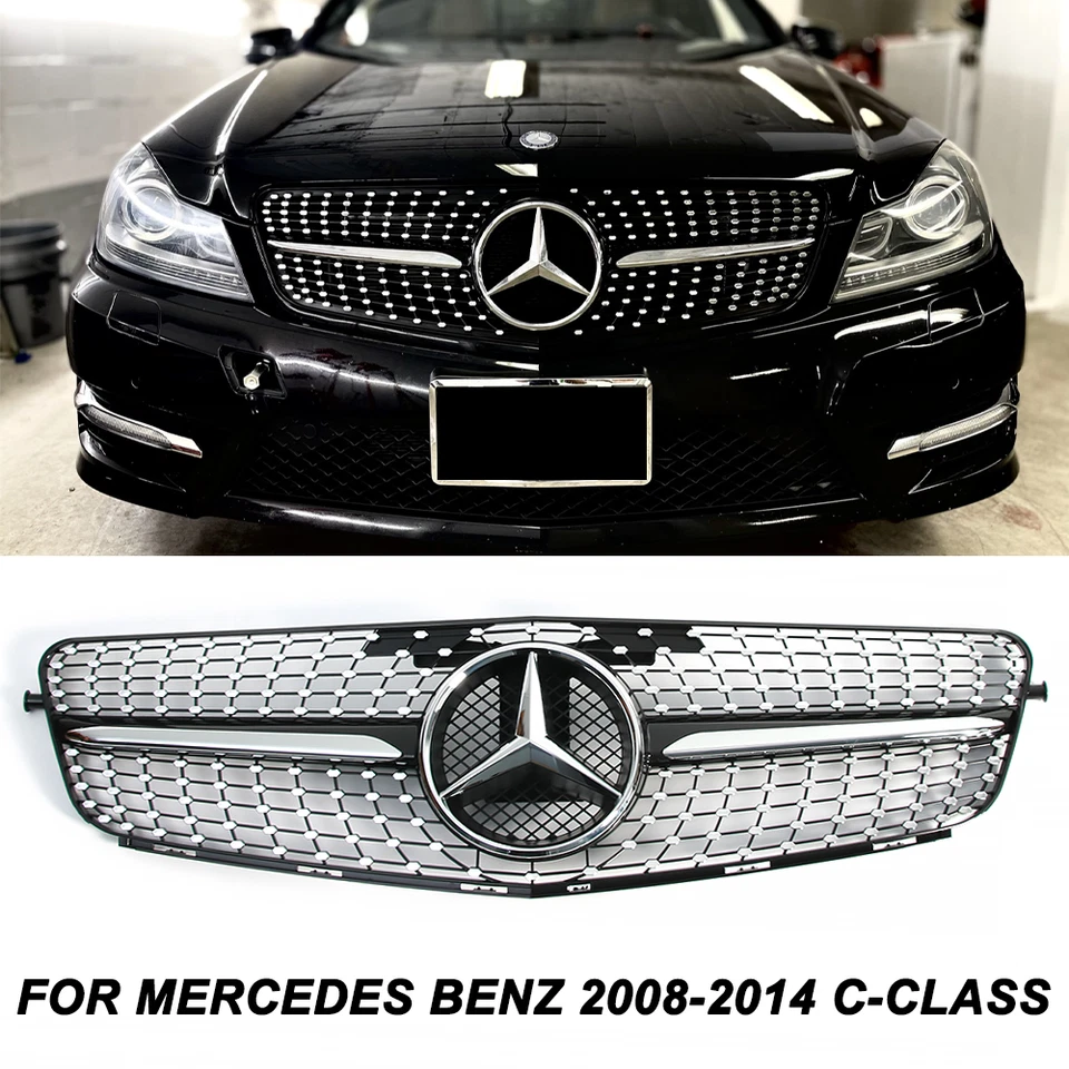 Grill For Mercedes Benz 2008-2014 C-Class W204 C300 C350 Front Grille W/Emblem - Image 1 of 4