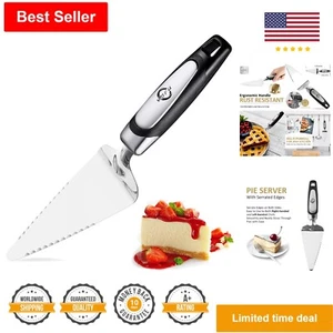 Stainless Steel Pie Server - Cake Pizza Cutter - Serrated Blade - Rust Resistant - Picture 1 of 12