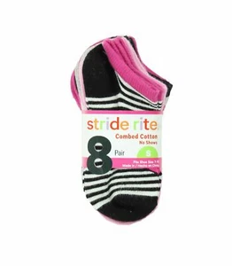 Stride Rite Girls Comfort Seam No Show Socks-8 Pack Nautical Heart SMALL 7-10 - Picture 1 of 1