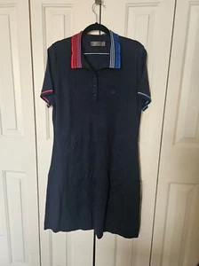 G. FORE 100%wool golf athletic polo mini dress navy blue L - Picture 1 of 8