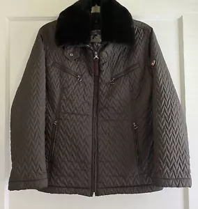 Vintage Postcard Quilted Removable Collar Ski Jacket Brown Size IT 40 US 4 - Picture 1 of 9