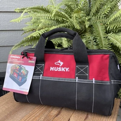 Husky 15 In Tool Bag 398900 Black Red Zippered Top & 14 Pockets - Image 1 of 4