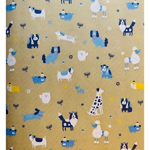 Papel de envoltura distintivo Navidad Hanukkah perros beige reversible 35 pies cuadrados rollo - Imagen 1 de 3