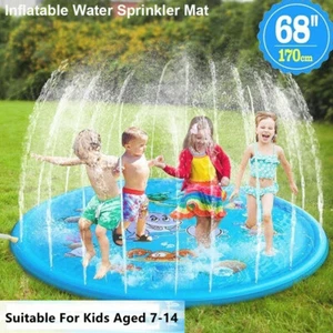 SALE 170CM Kids Sprinkler Water Mat Splash Play Pad Inflatable Spray Pool Toy - Picture 1 of 10