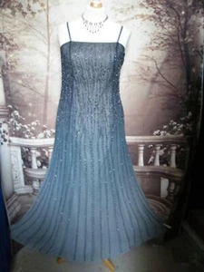 Prom Dress 16 14 Grey Bead Ombre Ballgown Kaleidoscope Evening Designer Chiffon - Picture 1 of 7