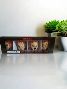 Chucky Kinderspiel Schnapsglas Box 4er Set Glaswaren Neu im Karton Horror Halloween Neu - Bild 1 von 2