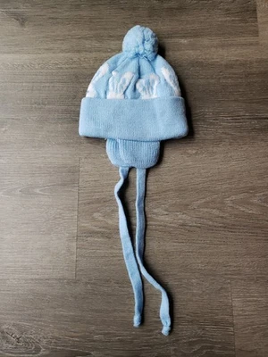 NEW VTG 80s Blue Rabbits Pom Pom Toboggan Hat Ear Covers INFANT SIZE 1-3 YEARS - Image 1 of 4