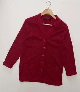 Cárdigan Mujer Colección Peruana 100% Alpaca Boucle Tejido Borgoña Rojo Talla M - Imagen 1 de 14