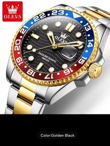 Watch OLEVS men's Quarts watch stainless top luxury - Pepsi Bezel - Picture 1 of 9