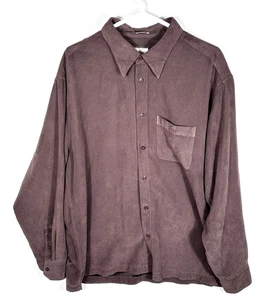 Geoffrey Beene Langarm Hemd mit Knöpfen Herren XL Braun Micro Suede Polyester - Bild 1 von 13