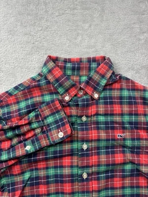 Camisa ballena a cuadros roja y verde Vineyard Vines niños 16 grande Foto 1 de 4