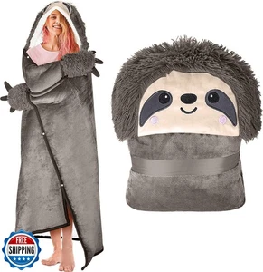 Manta con Capucha Portátil Perezoso para Adultos - Franela de Felpa Súper Suave Cálida Acogedora - Imagen 1 de 5