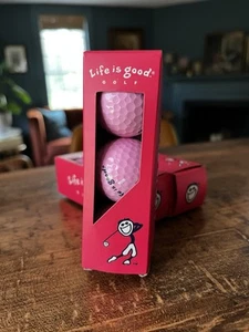 New Pink Life Is Good “Jake” Golf Balls - 1 Box of 3 - New - Multiple Available - Picture 1 of 4