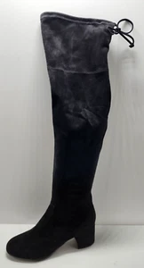 Unisa Damen Wildleder Overknee Stiefel Größe 9,5 B schwarz Seitenreißverschluss zum Binden Top Box nicht inkl. - Bild 1 von 24