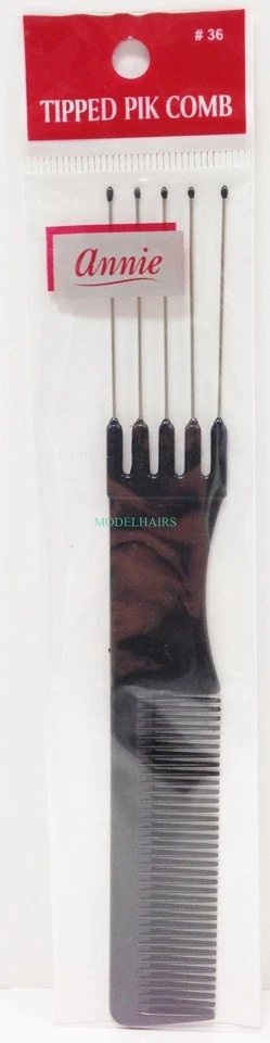 PEINE PIK CON PUNTA ANNIE CON PEINE DE PLÁSTICO DE DIENTES FINOS Y PIK DE METAL CON PUNTA PARA ELEVACIÓN #36 Foto 1 de 1