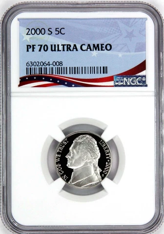 2000-S  Proof Jefferson Nickel, Graded PF70UC by NGC - Registry Quality Coin Cover