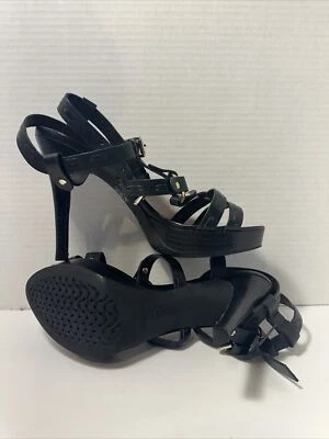 Geox Respira Mujer Cuero Negro Tacón Alto Zapatos Sandalias Talla 39/8.5 WB-3 LkNu Foto 1 de 4