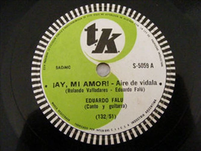 EDUARDO FALU Tk 5059 GUITAR 78rpm AY MI AMOR! / VILLANCICO EX - Image 1 of 1
