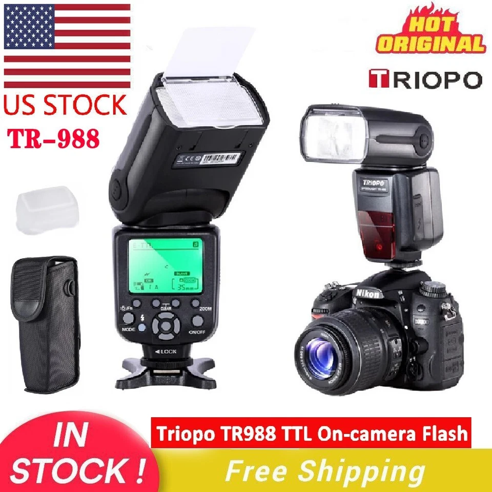 Flash Speedlite US TRIOPO TR-988 TTL HSS câmera para Canon 6D 60D 550D Nikon D700 - Imagem 1 de 4