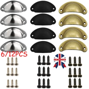 6/12Pcs Cup Pull Shell Handles Half Moon Kitchen Cupboard Cabinet Door Drawer UK - Picture 1 of 24