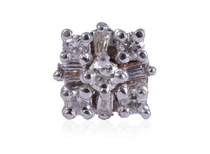 Pave 0.17 Cts Round Baguette Cut Diamonds Nose Stud In 750 Stamped 18Karat Gold - Picture 1 of 2