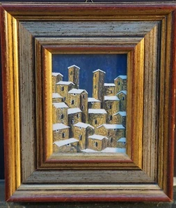 LANNA MARIO DIPINTO ACRILICO- SPELLO- CON CORNICE- NEVE- PAESAGGIO - Imagen 1 de 3