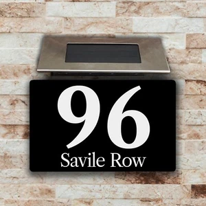 Personalised Floating Solar LED House Number Sign Illuminated Door Plaque UK - Picture 1 of 11