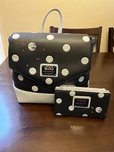 Loungefly Star Wars Death Star Polka Dot Mini Rucksack und Geldbörse Set Rarität Selten - Bild 1 von 18