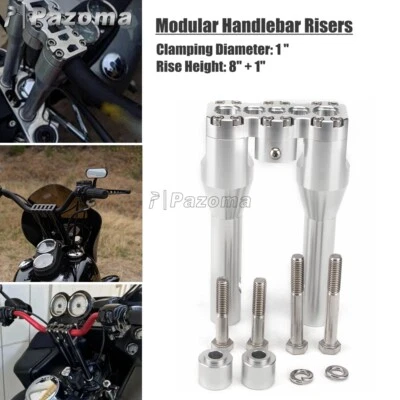 Elevadores de manillar de motocicleta de 1"" de elevación de 8" para Harley Davidson Sportster Dyna Foto 1 de 4