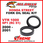 All Balls 55 120 Honda Vtr1000 Sp1 Rc51 2000 2001 Fork Oil Seal Kit 43X54x11